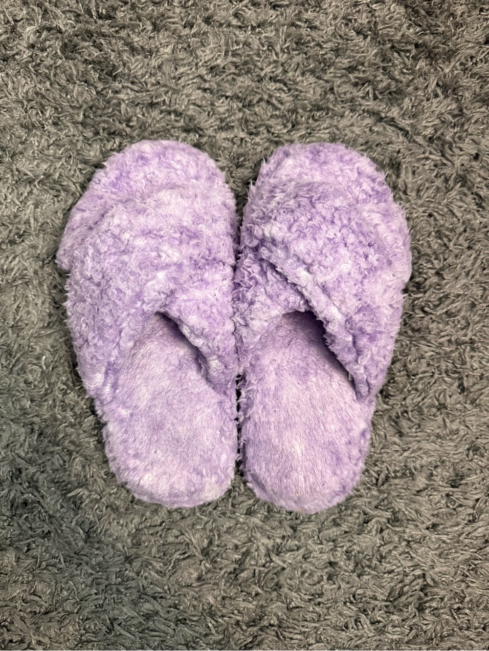 Vera Bradley Lavender Plush Cross-Band Slide Slippers